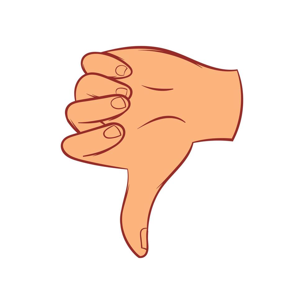 icono de gesto de pulgar hacia abajo, estilo de dibujos animados vector