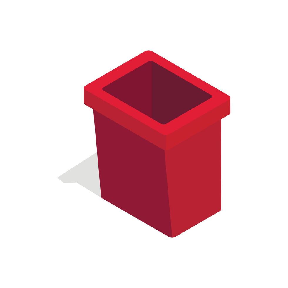 icono de cubo de basura burdeos, estilo isométrico 3d vector