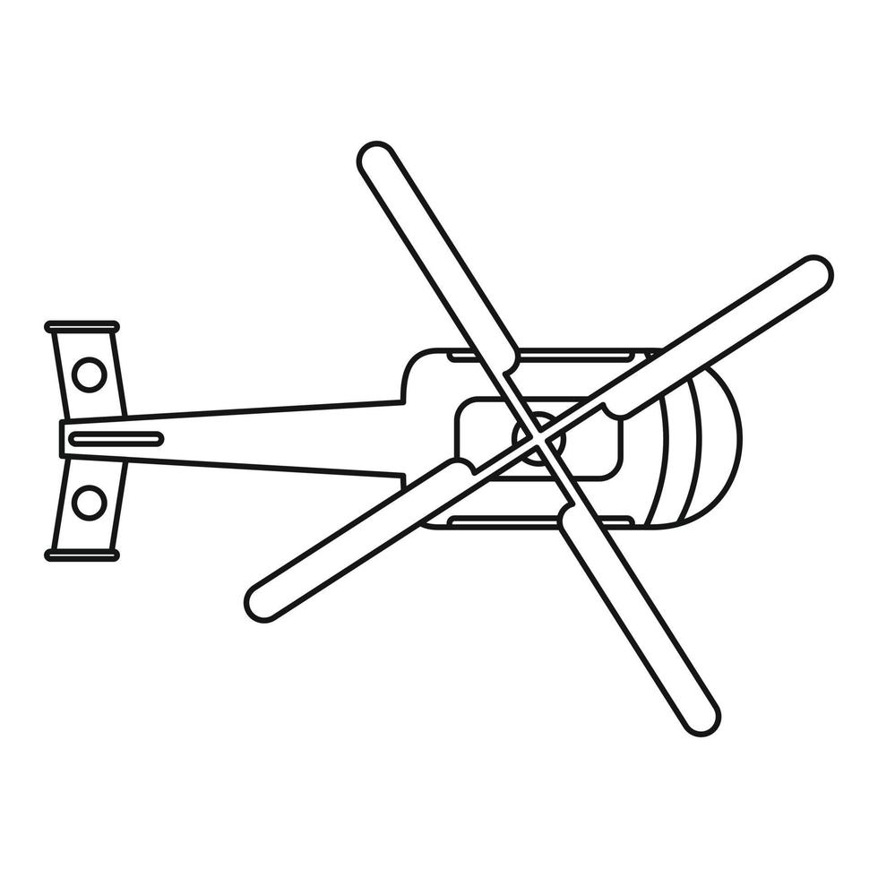 icono de helicóptero de vista superior, estilo de contorno vector