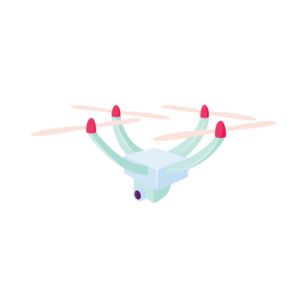 Drone with camera icon, cartoon style vector