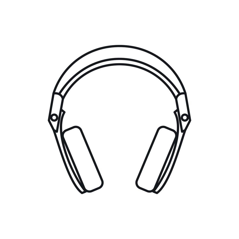 Headphones icon, outline style vector