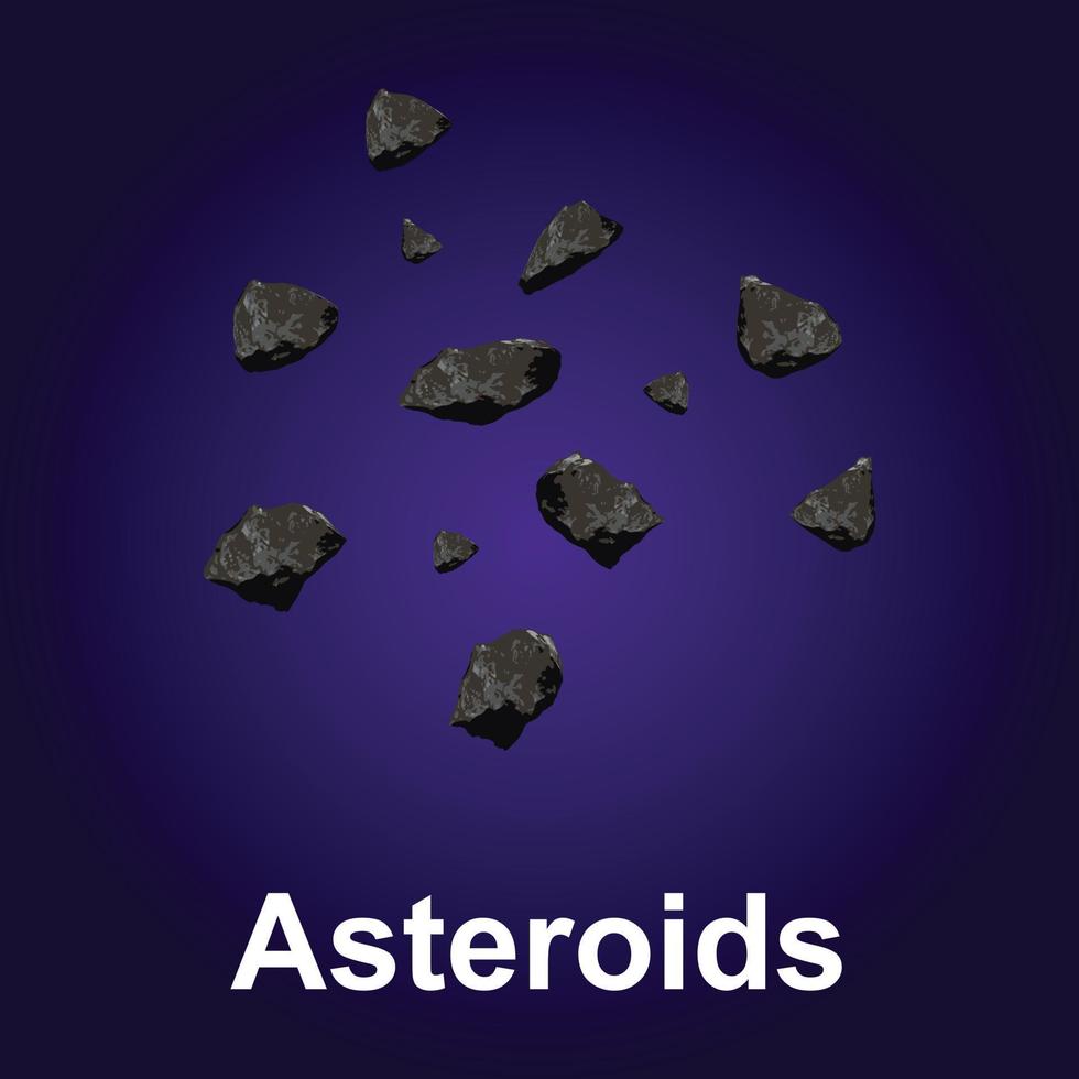 Asteroids icon, isometric style vector