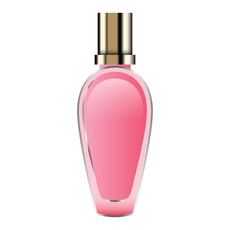 Woman perfume bottle mockup, realistic style vector