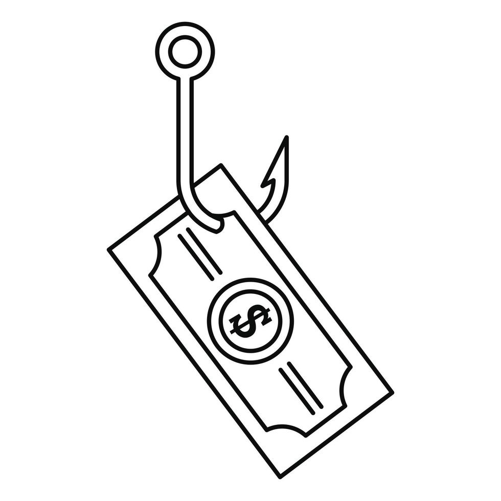 Phishing money icon, outline style vector