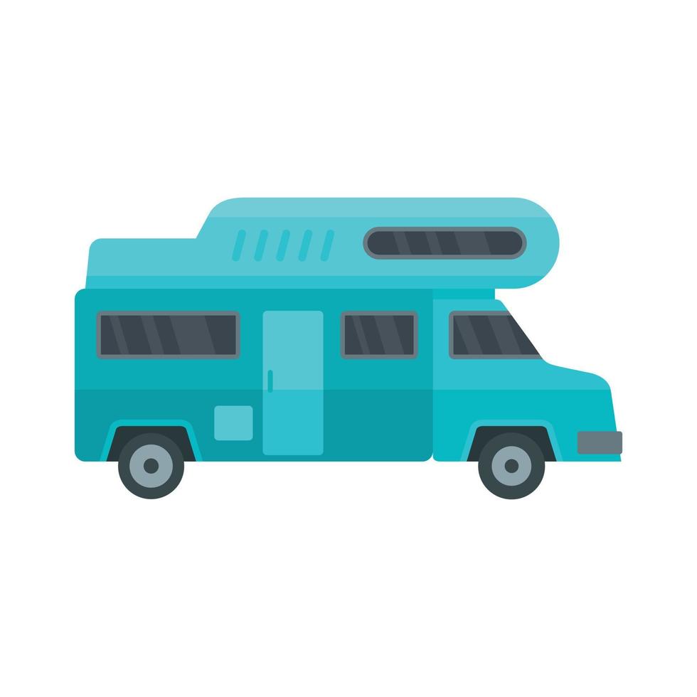Camping truck icon, flat style vector