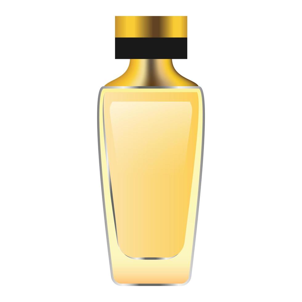 Gold perfume bottle mockup, realistic style vector