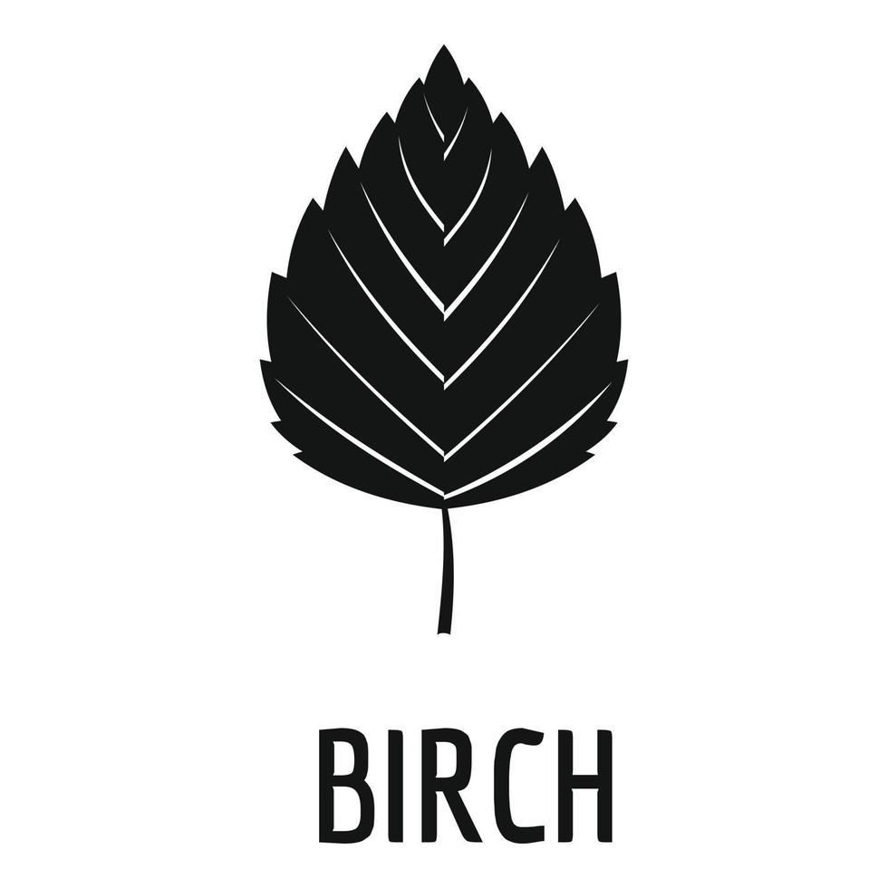 Birch leaf icon, simple black style vector