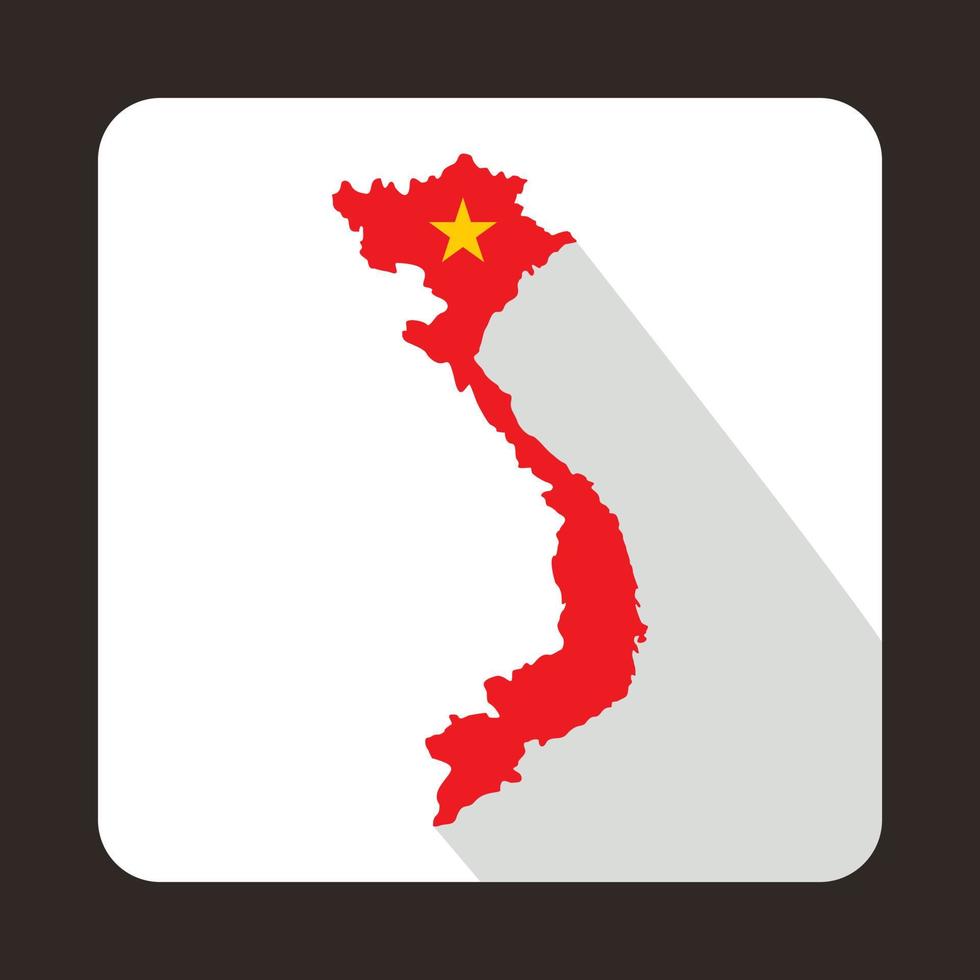 mapa, de, vietnam, icono, plano, estilo vector