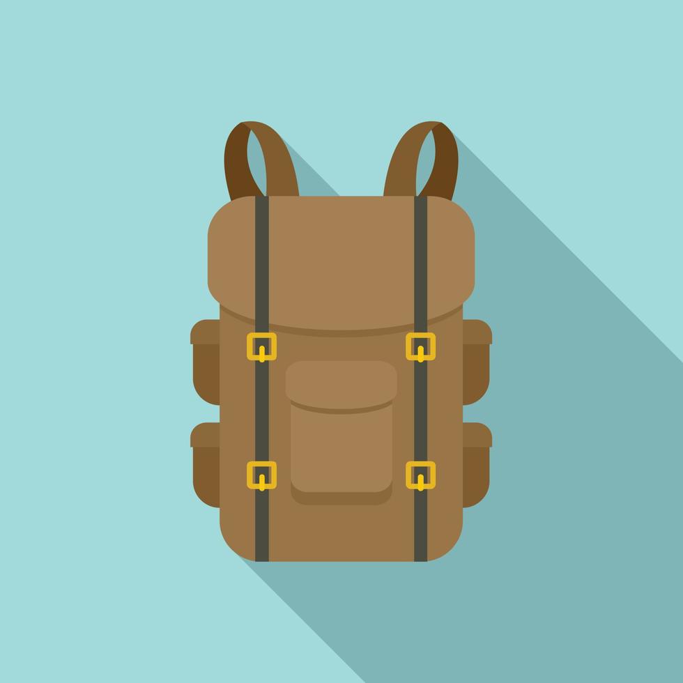 Military backpack icon, flat style vector