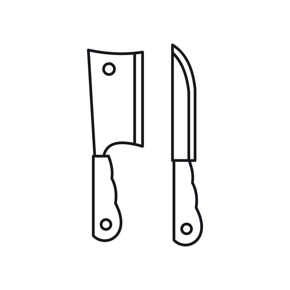 Kitchen knife and meat knife icon, outline style vector