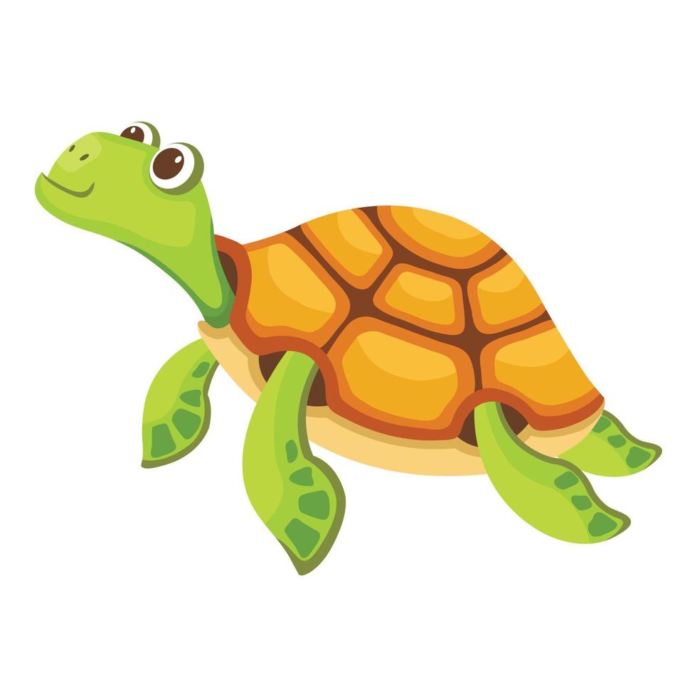 Swimming turtle icon, cartoon style vector