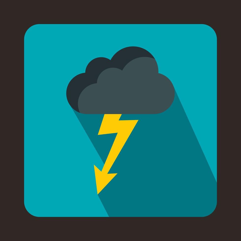 Gray cloud with lightning icon, flat style vector