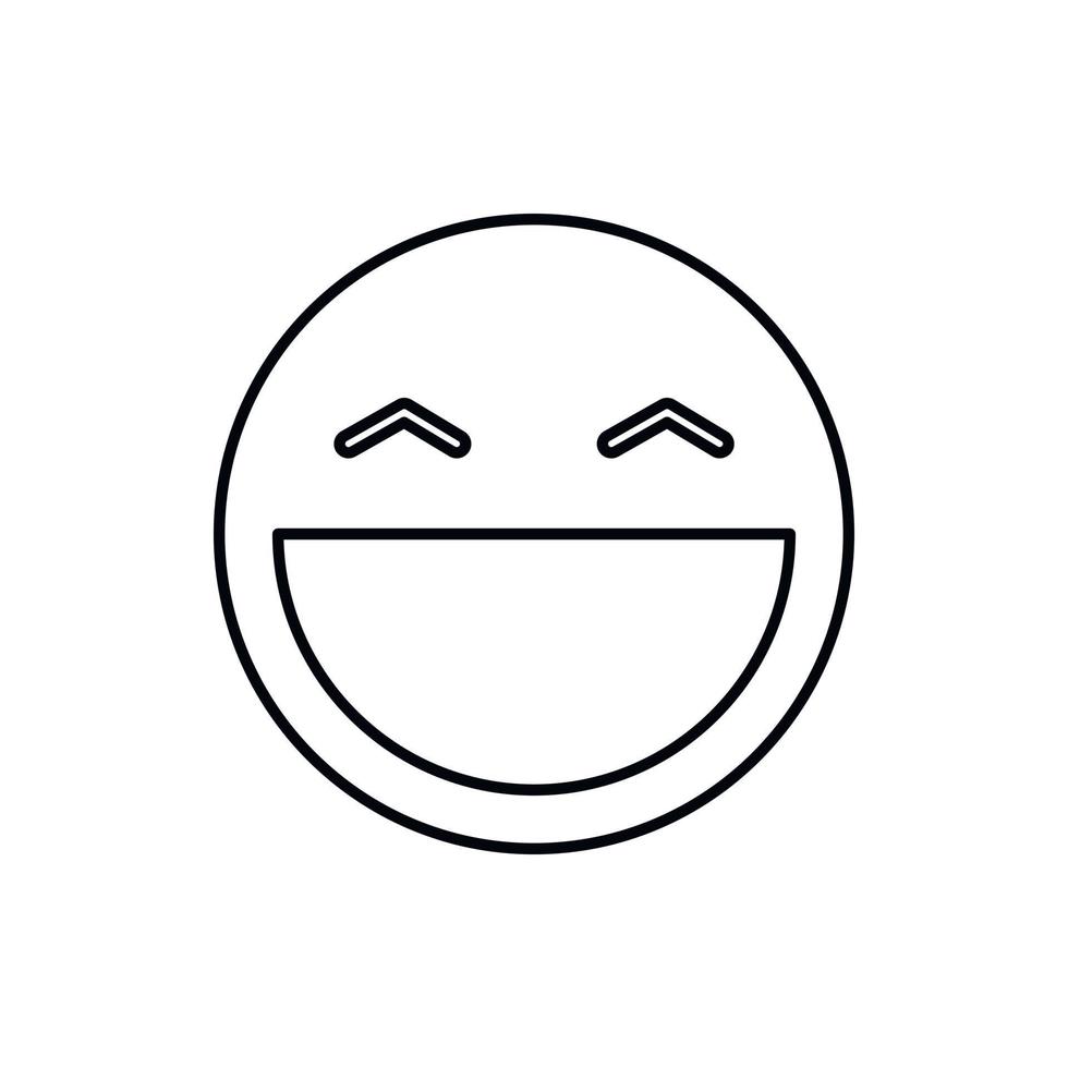 Laughing emoticon with open mouth icon vector
