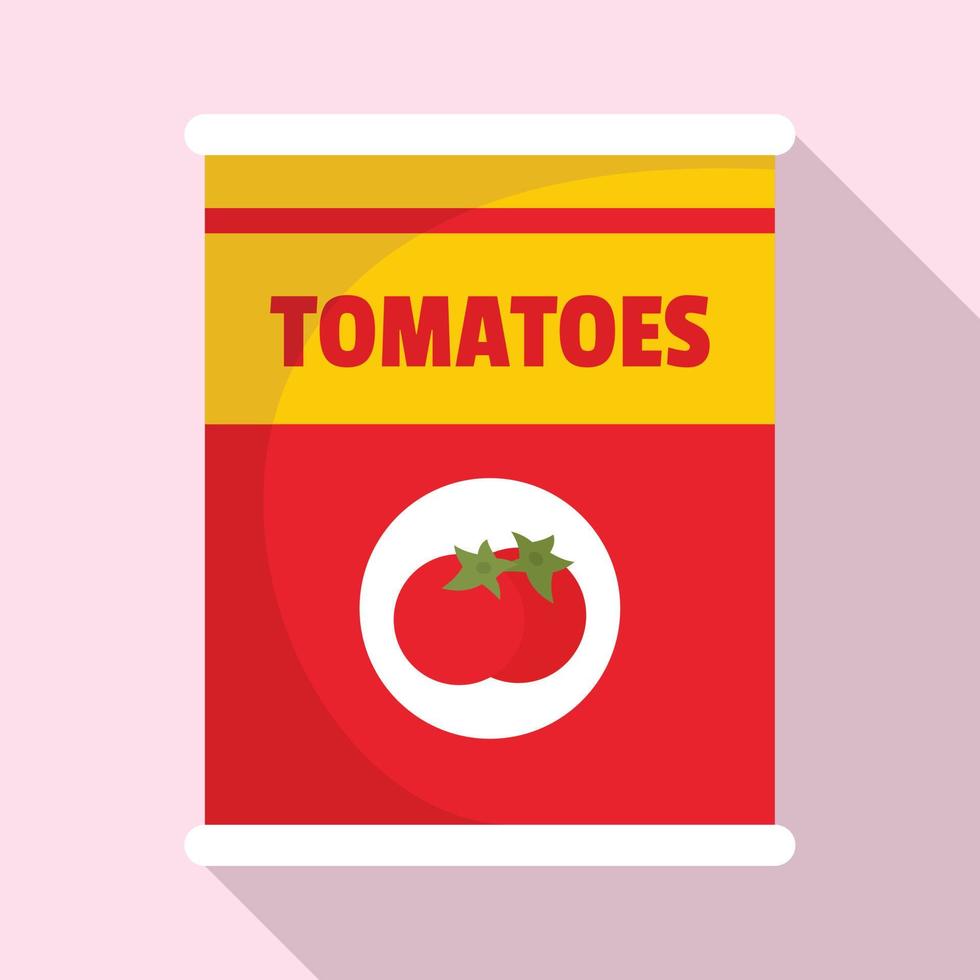 icono de lata de tomates, estilo plano vector