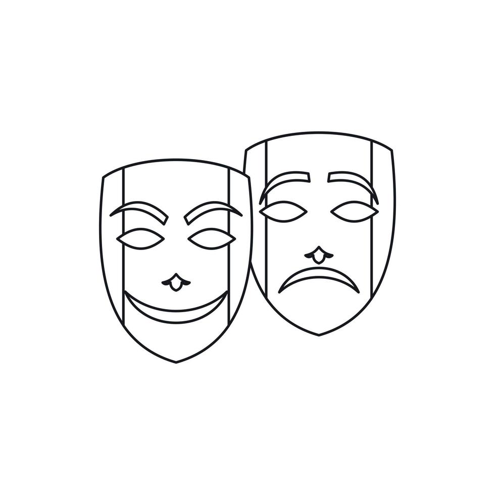 icono de máscaras teatrales de comedia y tragedia vector