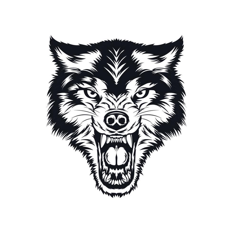 Angry Wolf vector illustration in hand drawn style, perfect for t shirt design and tattoo design
