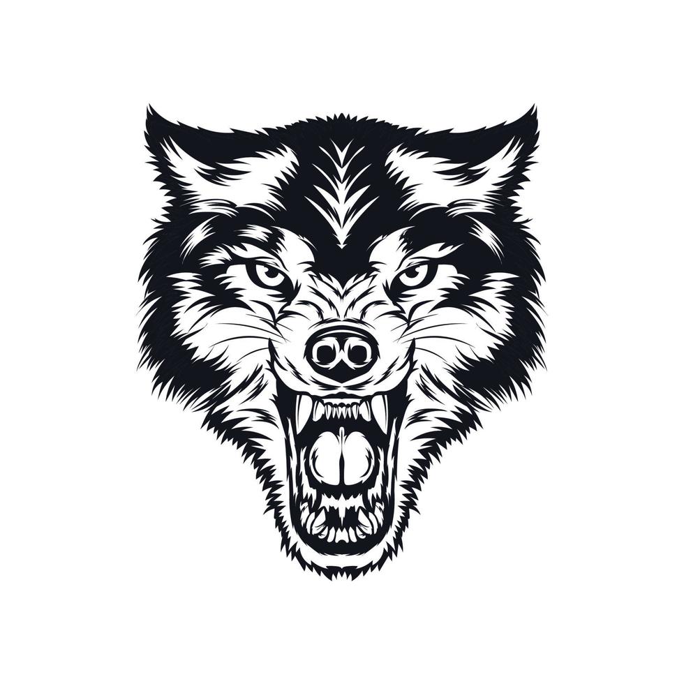 ilustración de vector de lobo enojado en estilo dibujado a mano, perfecto para diseño de camiseta y diseño de tatuaje