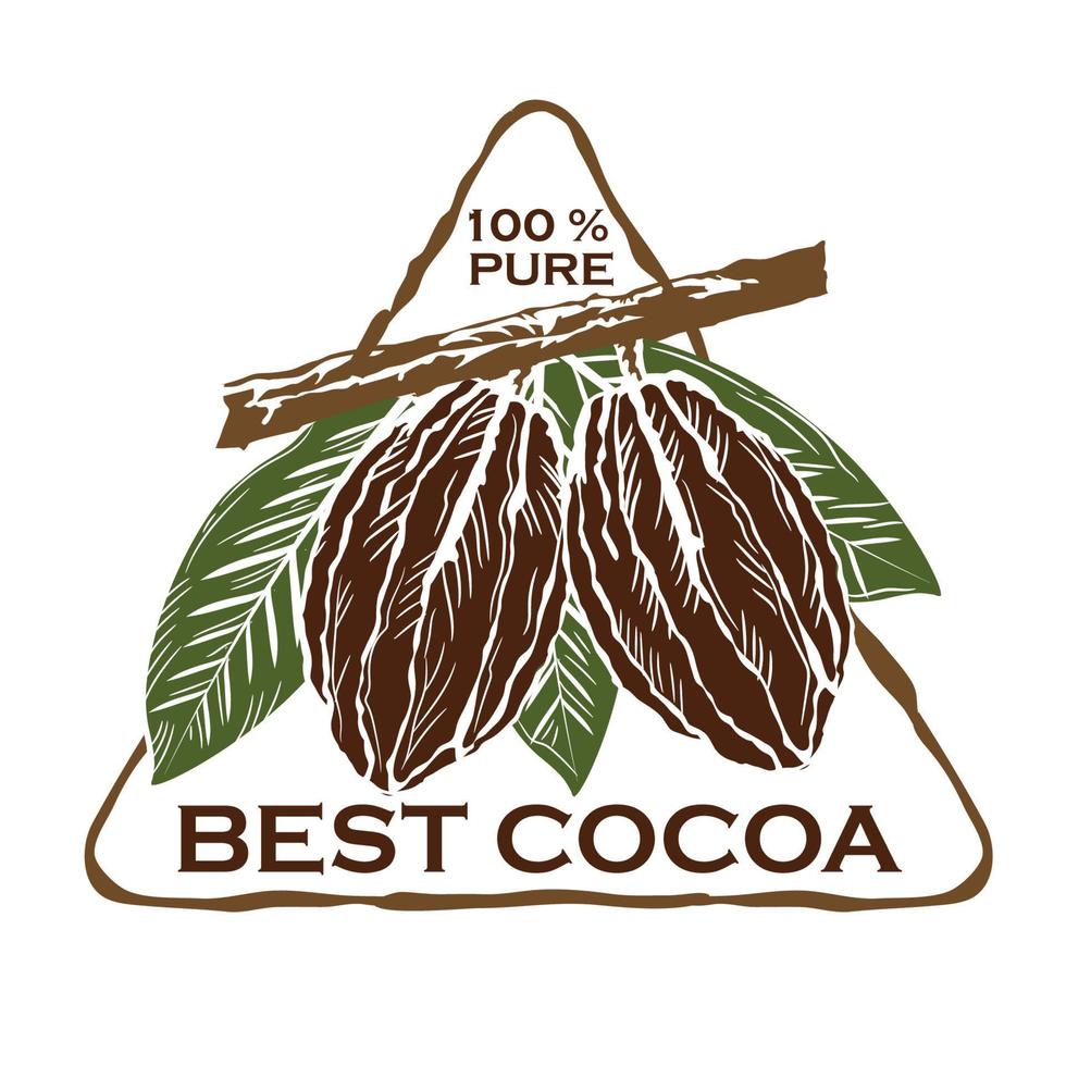 logotipo de ilustración de vector de fruta de cacao, perfecto para el producto de etiqueta y el logotipo de la empresa de cacao