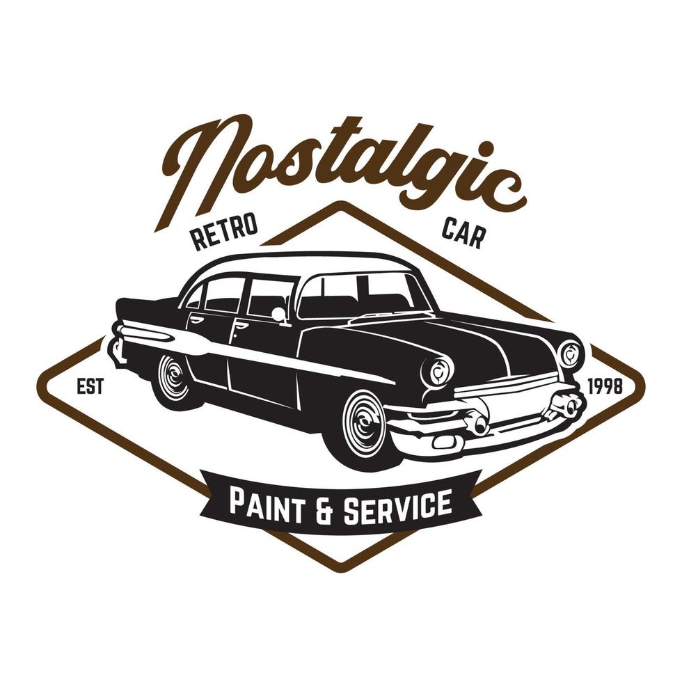 ilustración de vector de coche vintage retro clásico, perfecto para el diseño de logotipo de club y servicio de auto y signo de tienda también diseño de camiseta