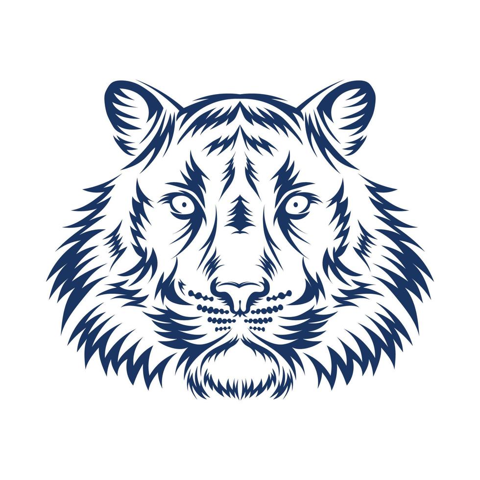 ilustración de vector de cabeza de tigre en logotipo de estilo de corte de madera, perfecto para empresa, logotipo de club, tatuaje y diseño de camiseta