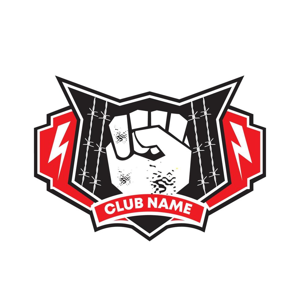 Fighting Hand icon and barbed wire vector illustration, perfect for martial art sport club and gym logo design