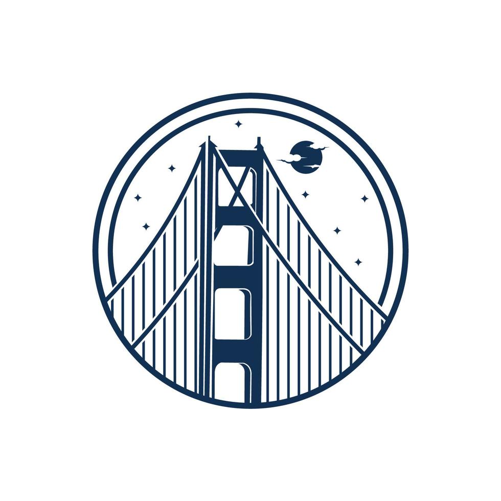 Red bridge emblem design in vintage style, good for company logo and t shirt design vector