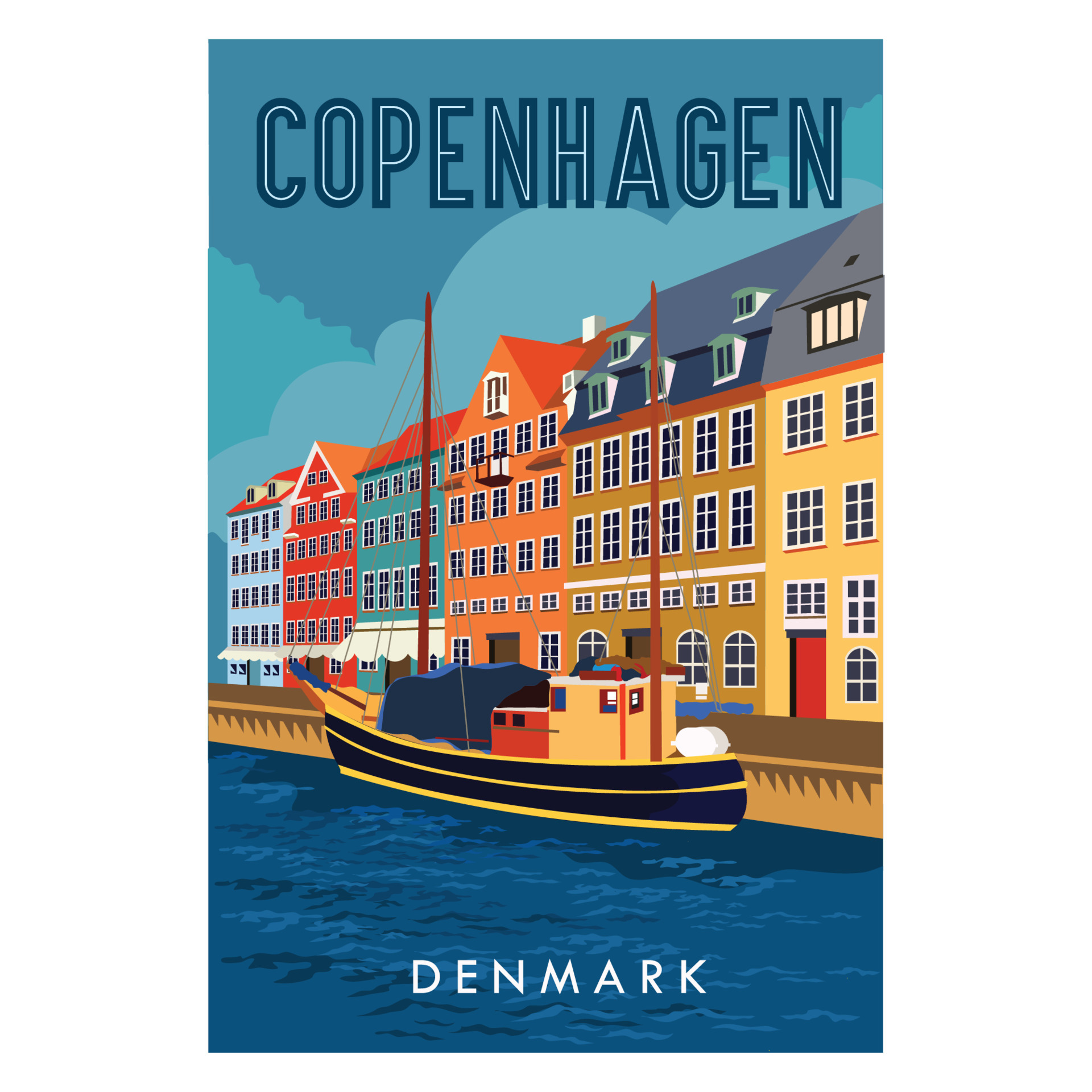 regisseur Encyclopedie Minnaar Vintage Poster Copenhagen Denmark vector illustration in Vintage style.  Perfect for Poster and t shirt design 14411332 Vector Art at Vecteezy