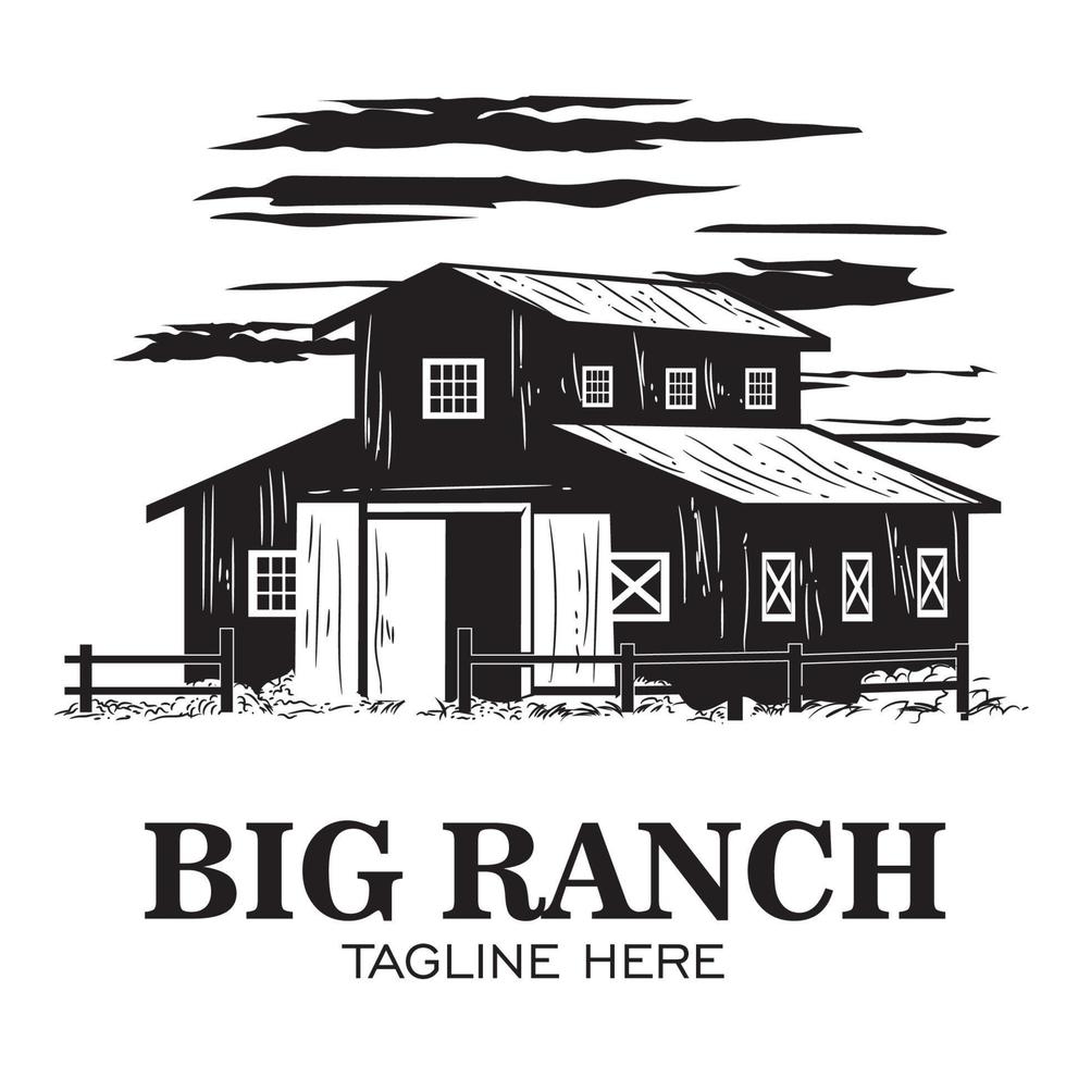Big Barn Vector illustration in vintage style, perfect for Barn and farm Logo
