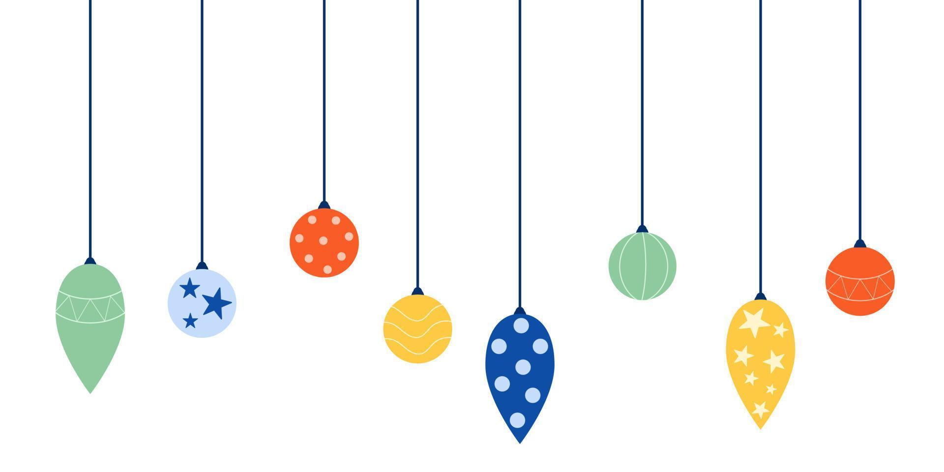 bolas de colores de navidad con patrones. conjunto de bolas de navidad vector