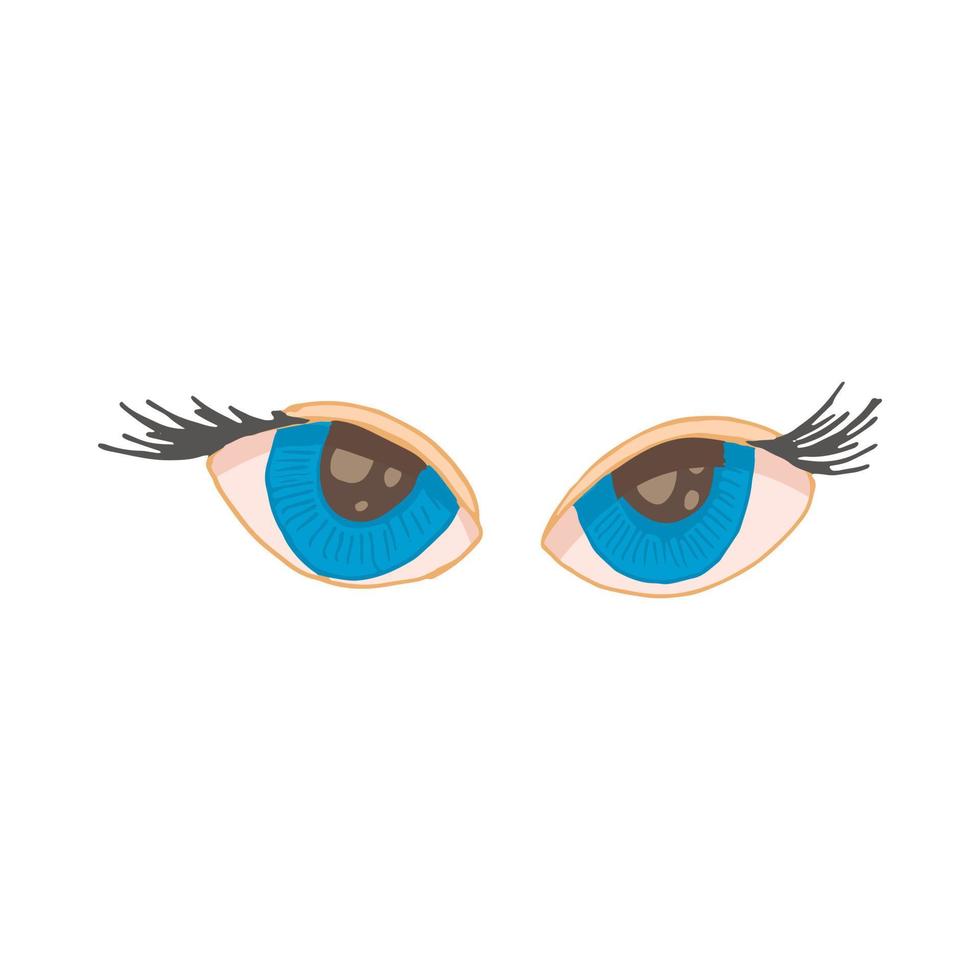 Blue human eyes icon, cartoon style vector