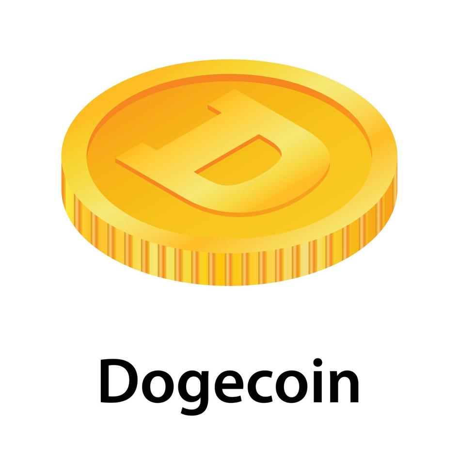 Dogecoin icon, isometric style vector