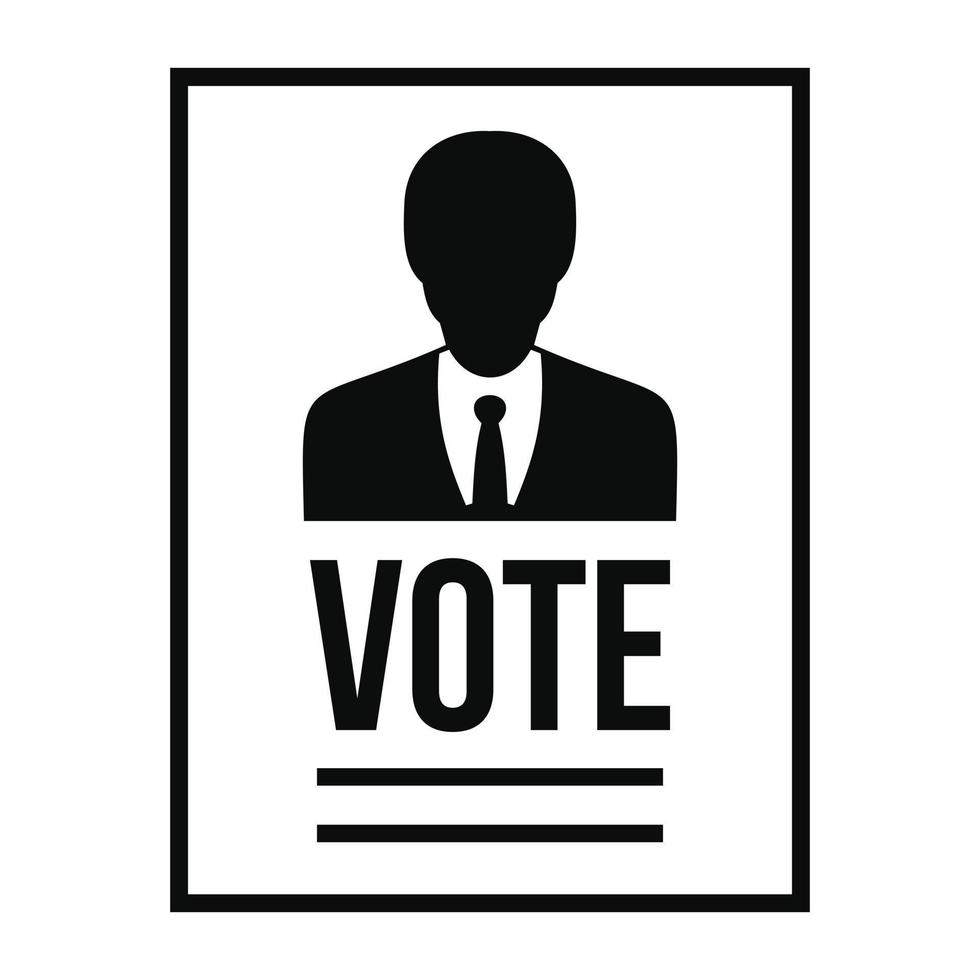 icono de papel de candidato de voto, estilo simple vector