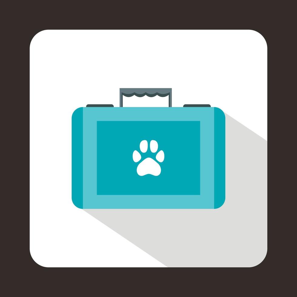 Suitcase for animals icon, flat style vector