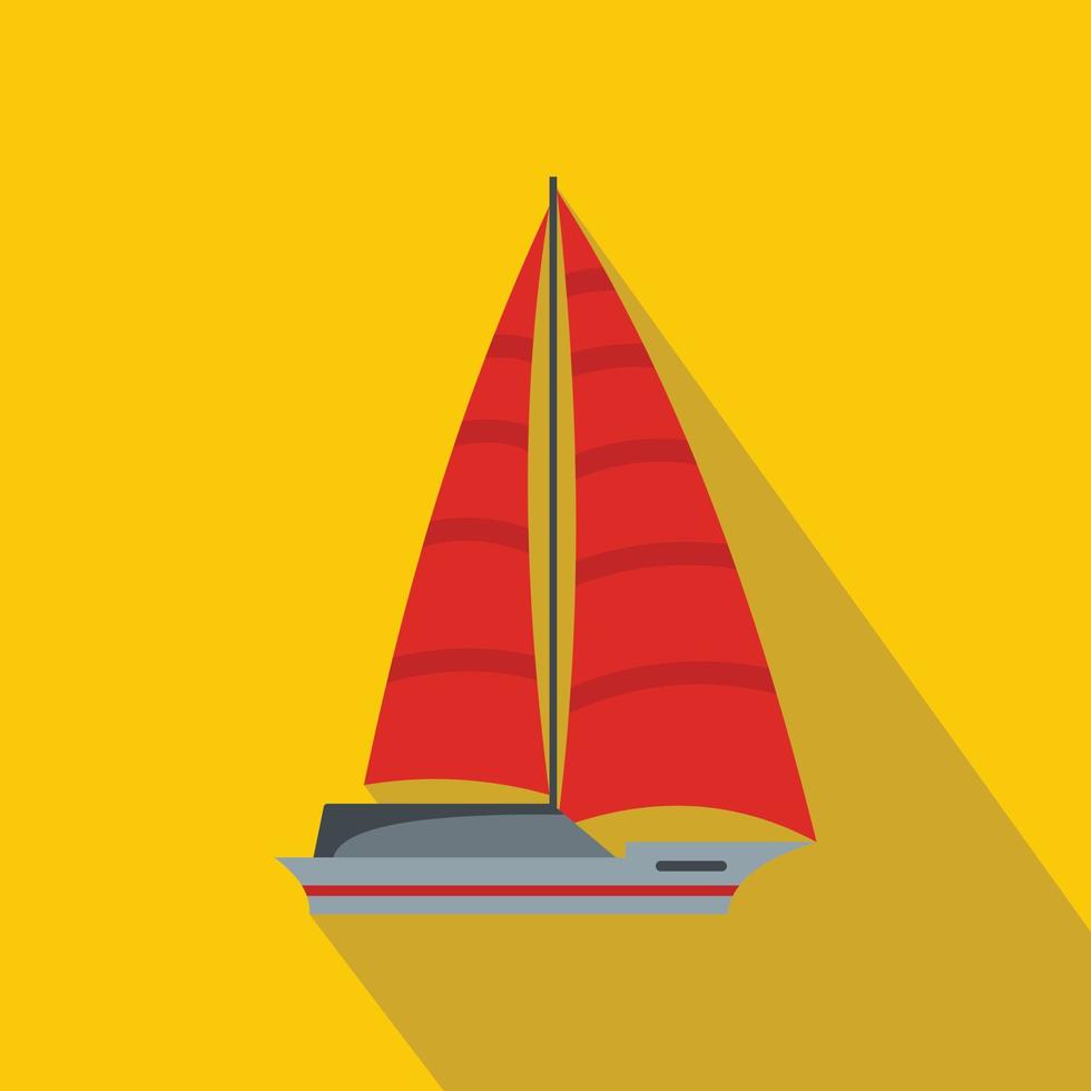 Yacht modern icon, flat style vector
