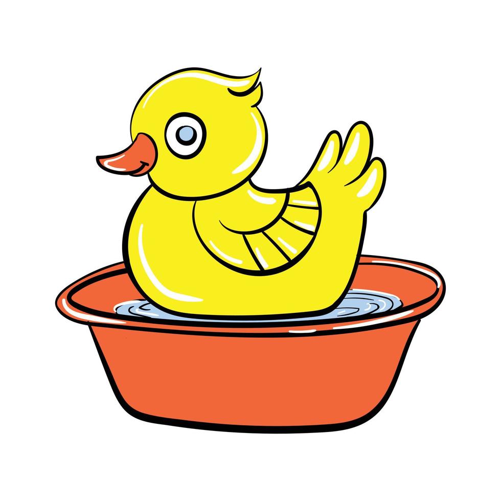 icono de juguete de pato amarillo, estilo de dibujos animados vector