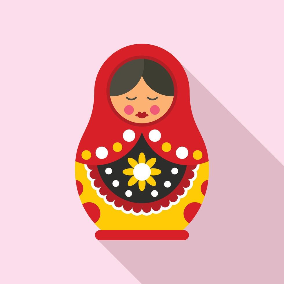 Cute nesting doll icon, flat style vector