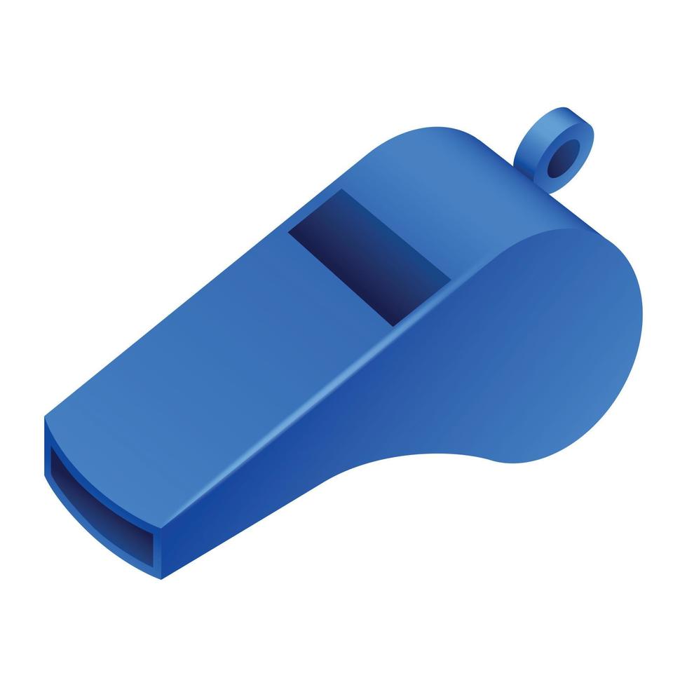 Blue whistle icon, realistic style vector