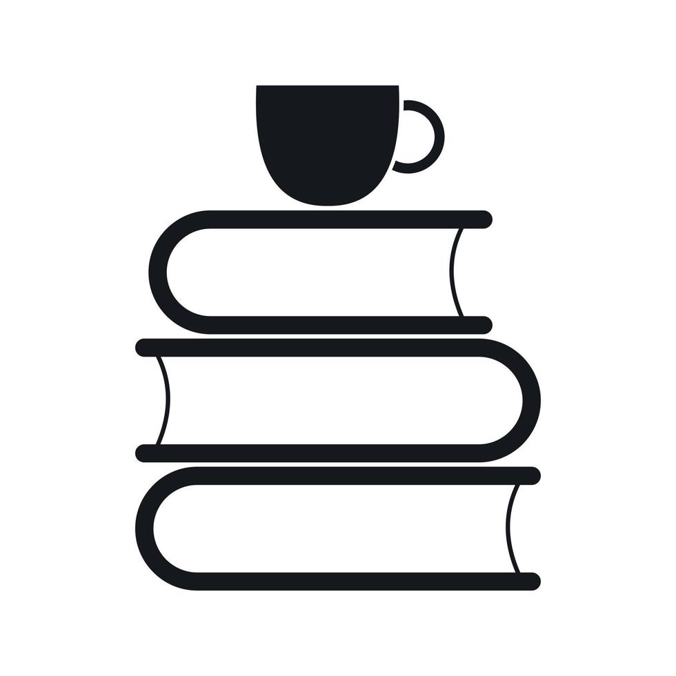 Stack of books and white cup icon vector