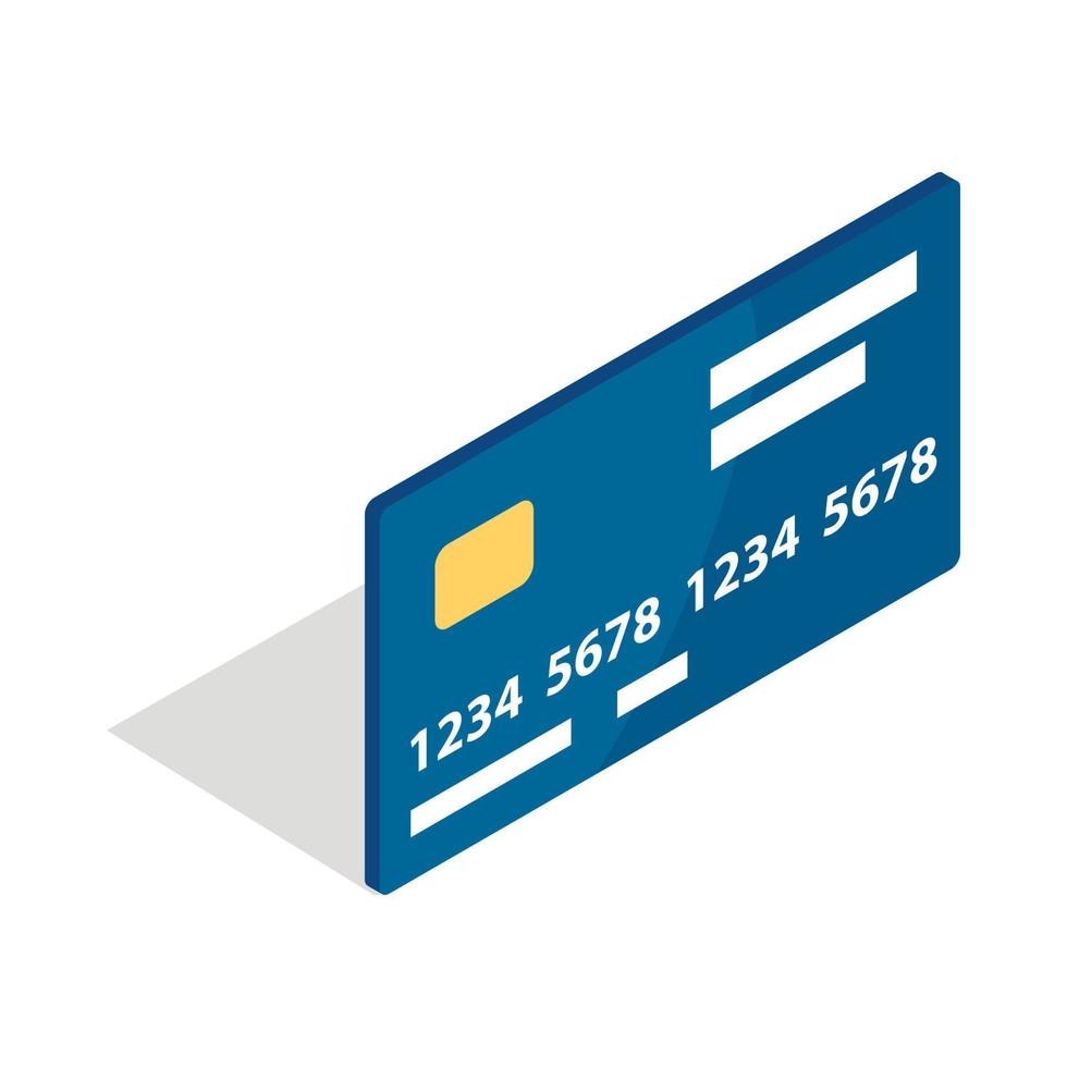 Bank card icon, isometric 3d style vector