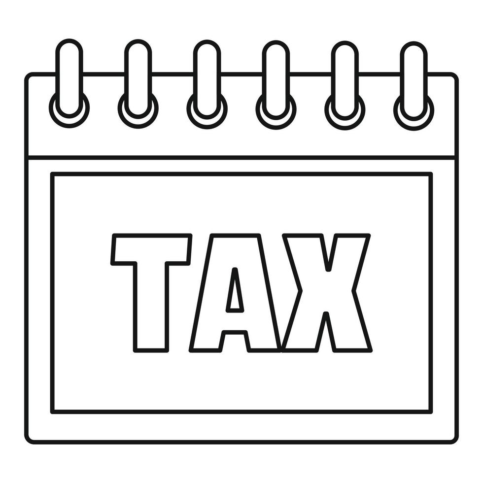 Calendar tax icon, outline style vector