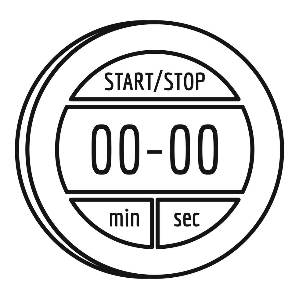 Digital stopwatch icon, outline style vector