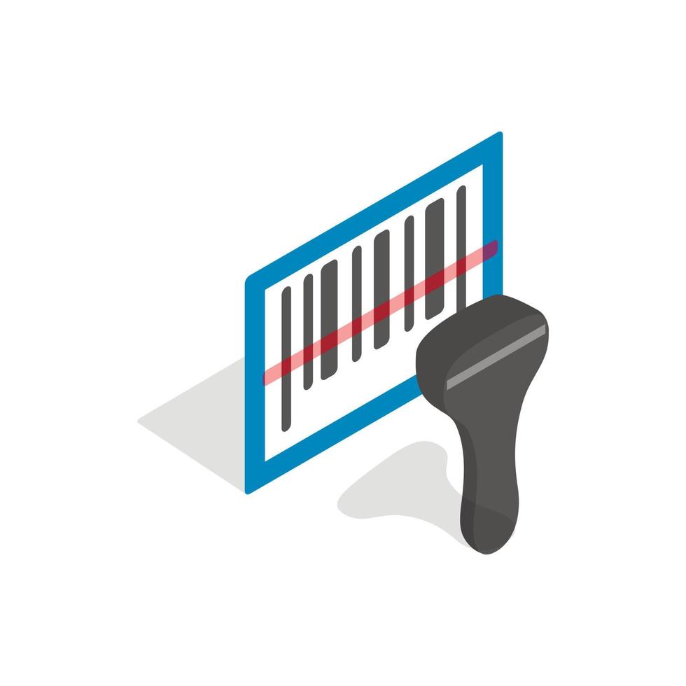 Barcode scanner icon, isometric 3d style vector