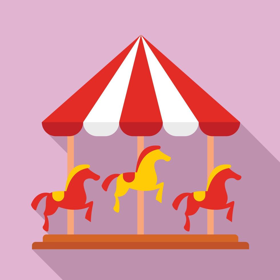 Horse carousel icon, flat style vector