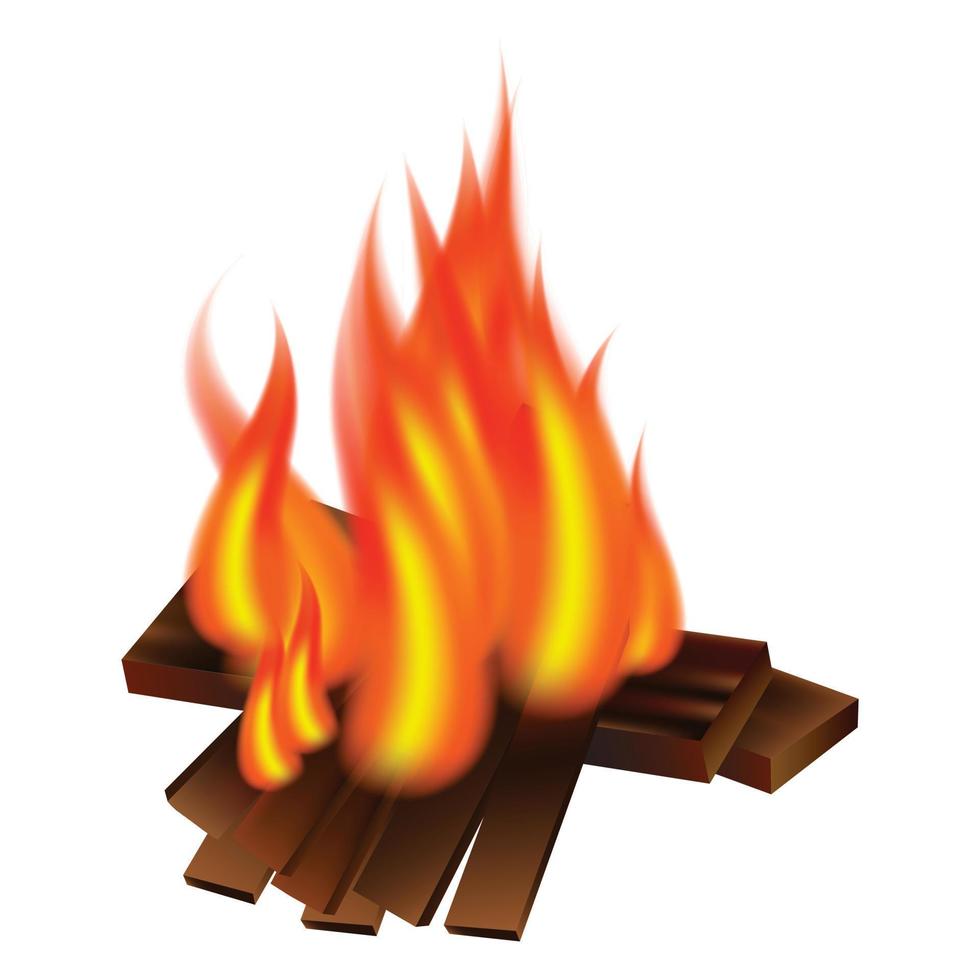 icono de fuego de picnic, estilo realista vector