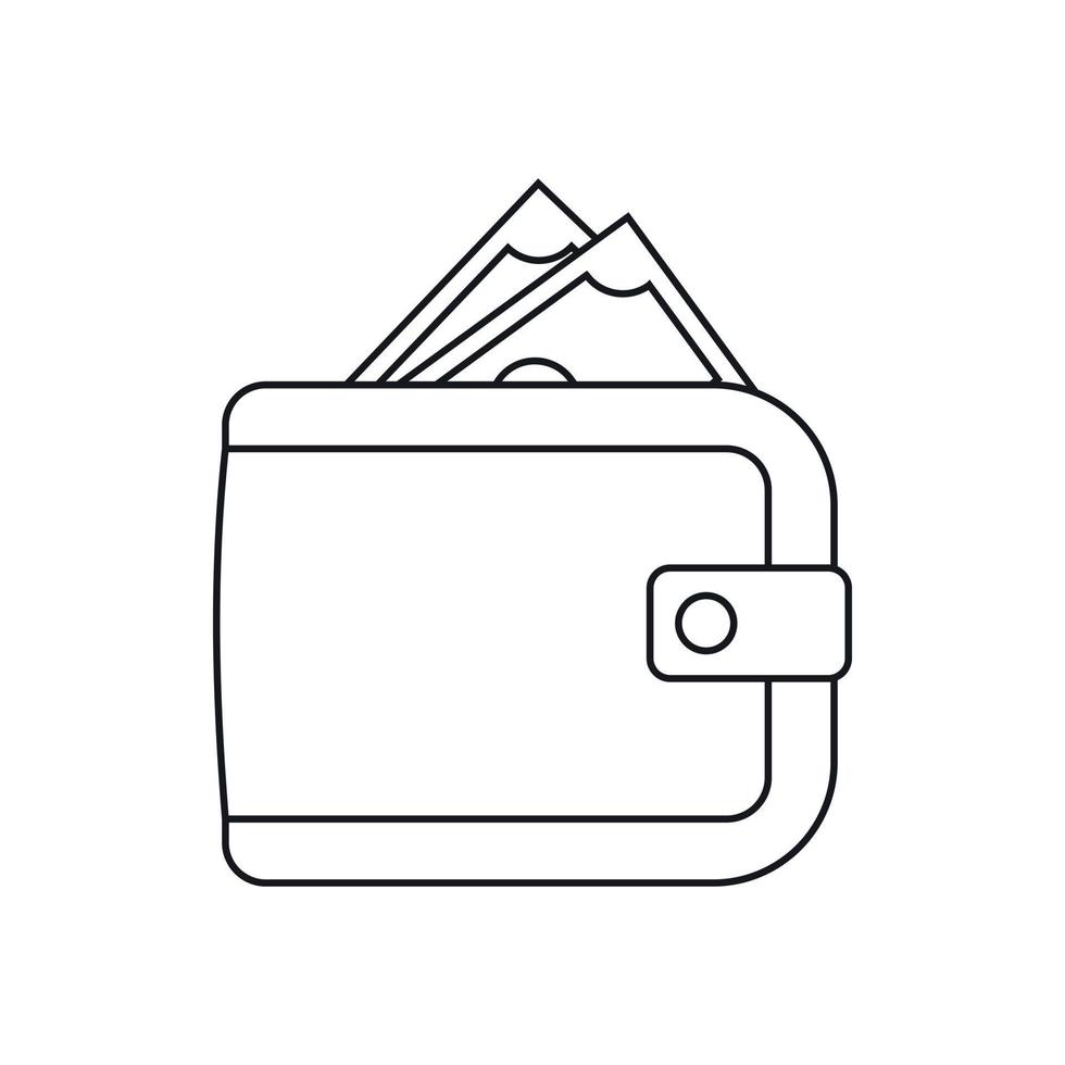 Purse with money icon, outline style vector