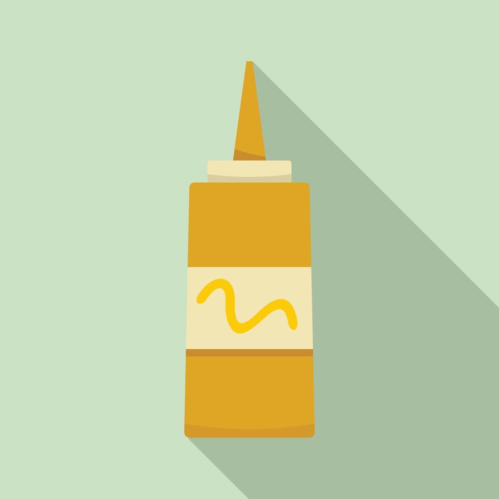 Mustard plastic bottle icon, flat style vector