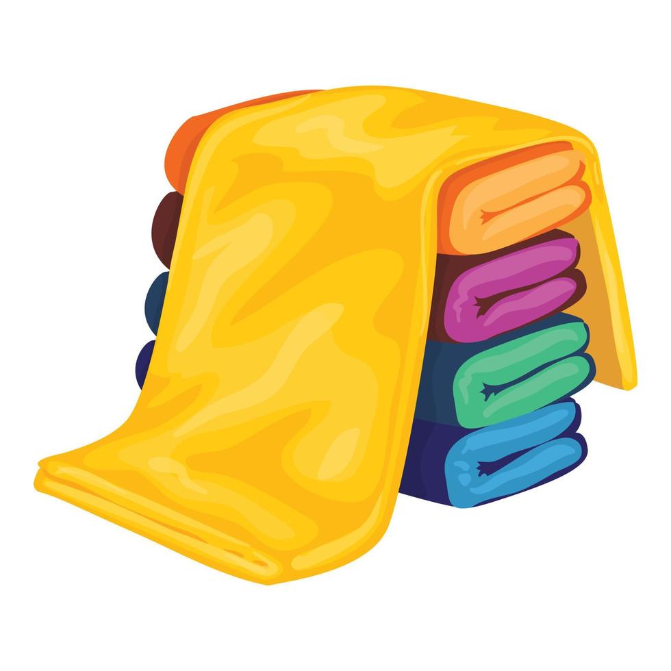 Colorful towel stack icon, cartoon style vector