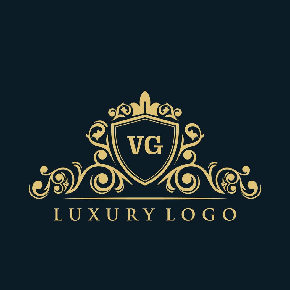 Letter VG logo with Luxury Gold Shield. Elegance logo vector template.