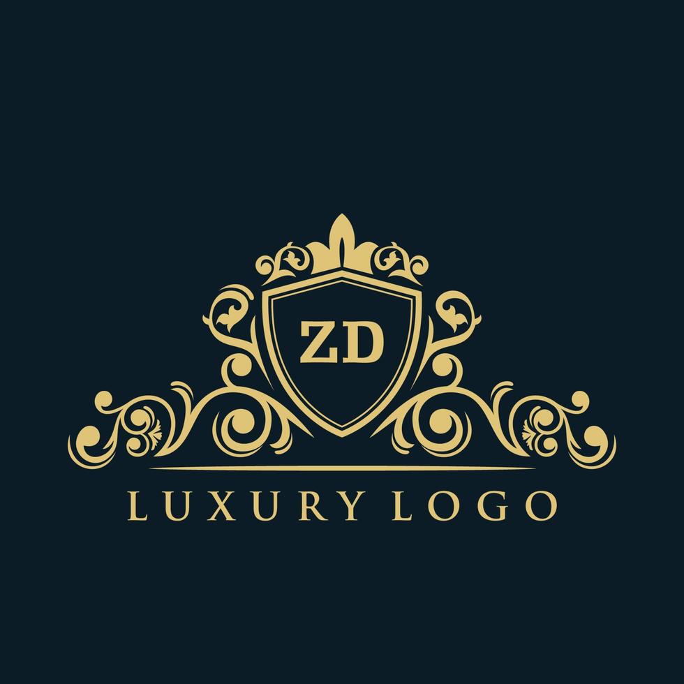 Letter ZD logo with Luxury Gold Shield. Elegance logo vector template.