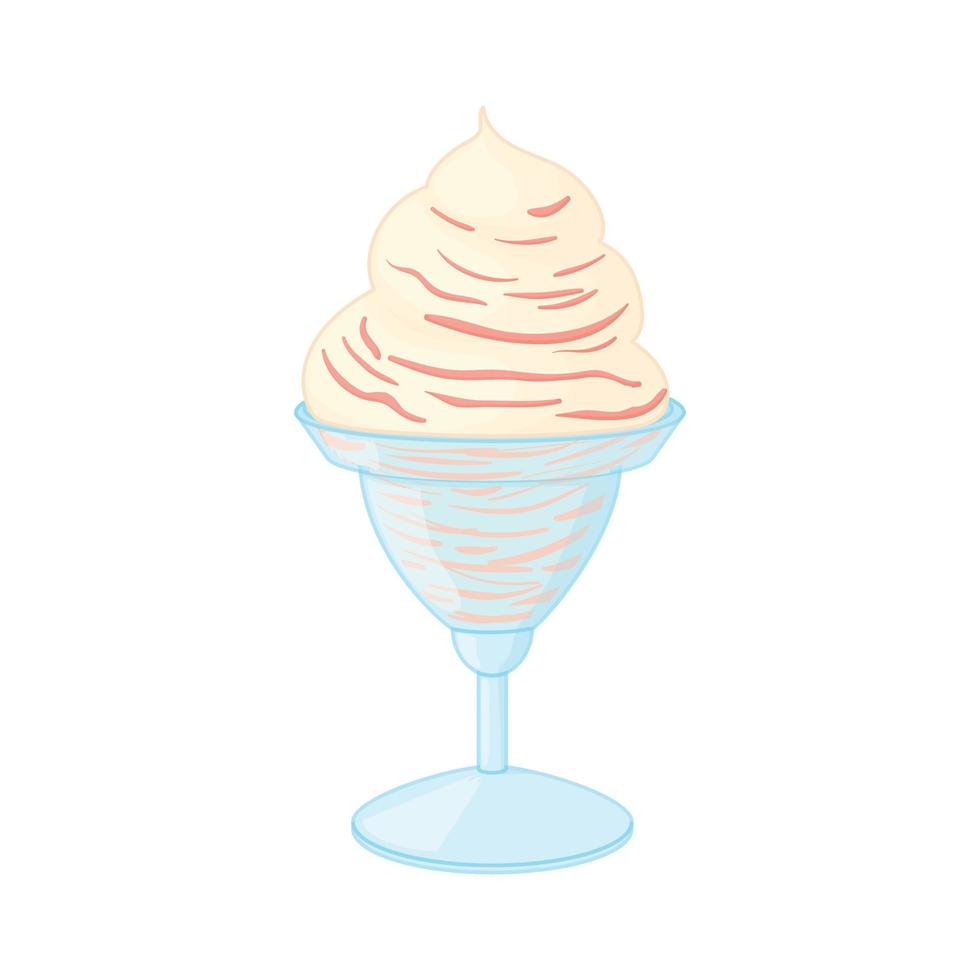 helado blanco con salsa en un icono de tazón vector